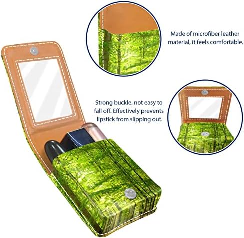 מארגן מארגן שפתונים של Guerotkr Travel, תיק איפור נייד של שפתון עם מראה, דפוס נוף צמח עץ יער