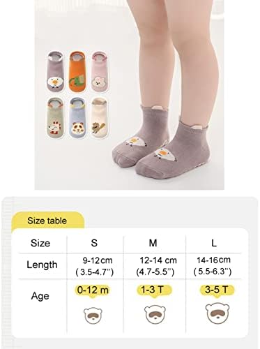 Beelee Baby גרבי גרביים לא-החלקה נגד החלקה על גרבי פעוטות קרסול גרביים מצוירים לבנות בנות תינוקות יילוד 6 זוגות