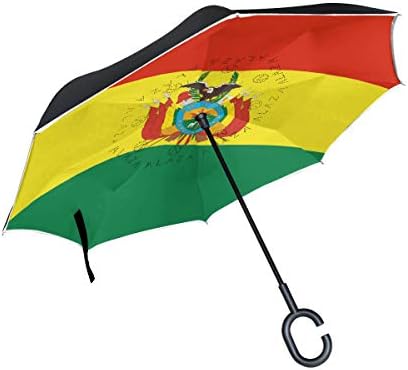 סין שכבה כפולה הפוך מטריות הפוך מתקפל מטרייה אטום לרוח הגנה לרכב בוליביה דגל לאומי סמל