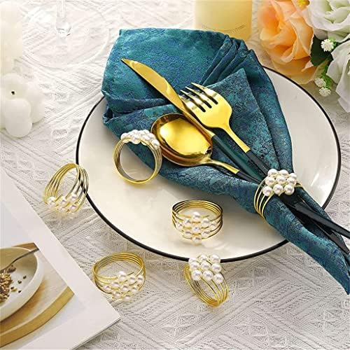סט סט של 12 פניני זהב טבעות מפיות חתונות מעדיפות טבעות מפיות של Serviette לשולחן ארוחת ערב טבעות אבזמי מפיות פנינה