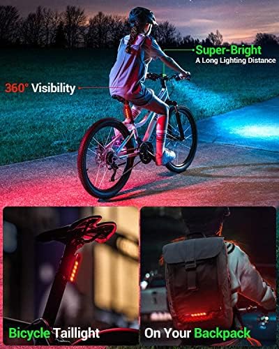 ויקטופר אופני אור, לומן גבוה סופר בהיר אופניים אור, 6 + 4 מצבים נטענת אופני פנס & זנב אור סט, עמיד למים בטיחות אופני