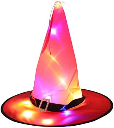 כובע זוהר של אולדמן ליל כל הקדושים עם אורות LED מכשפה כובע אשף כובע ליל כל הקדושים קישוטים ליל כל הקדושים תליון תליון