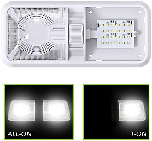 LEASURE LED 2 חבילה RV RV תקרת LED כפול כיפה מתקן תאורה עם תאורת פנים מתג הפעלה/כיבוי לרכב/קרוואנים/קרוואן/קמפר/סירה