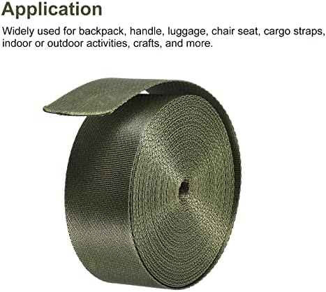 Meccanixity שטוח ניילון רצועת רשת 1.5 אינץ '10 מטר ירוק כהה לתרמיל, רצועת מטען, מטה מזוודות