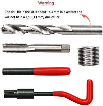 ערכת תיקון חוט כלים של הכלים, M14 x 1.25 ממ לתיקון חוט מטרי ערכת הכנסת ערכת יד תואמת לתיקון אוטומטי