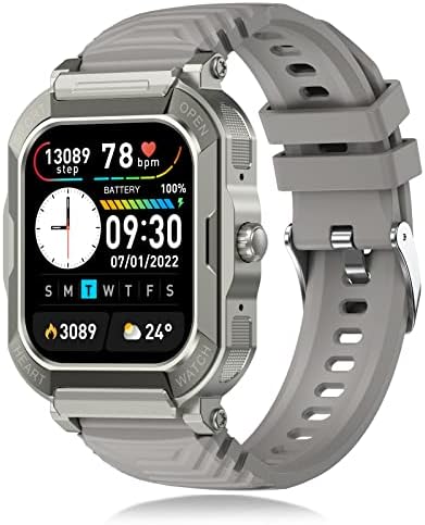 1.91 '' שעון חכם צבאי לגברים שיחת טלפון חכם Smartwatch, Tracker כושר, תואם לטלפונים של אנדרואיד iOS, 113 מצבי ספורט