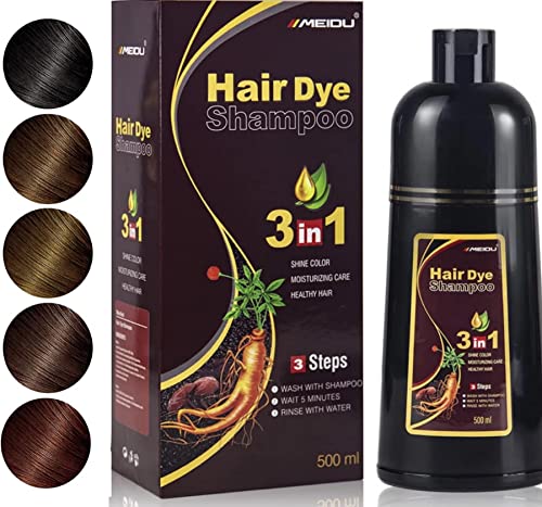 מיידו מיידי 500 מל שמפו לשיער חום כהה קבוע אורגני טבעי צבע שיער מהיר תמצית צמח צבע שיער שמפו לנשים גברים כיסוי שיער