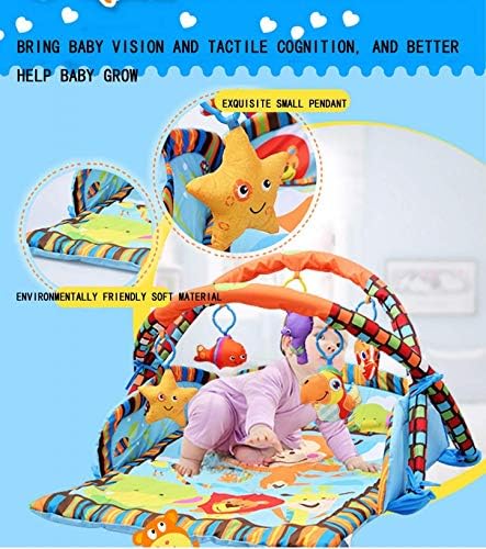 מחצלת משחק רכה של Kuandarm צבעונית עם 5 צעצועים מצוירים פעילות פעילות חדר כושר עם מסגרת כושר מתנה לילודים מתנה