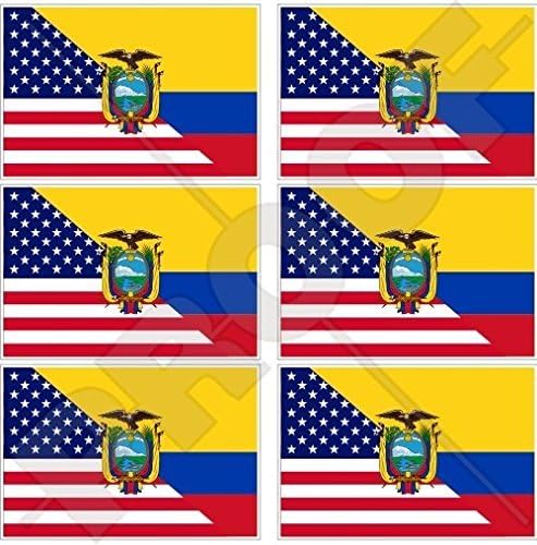 ארהב ארצות הברית של אמריקה ואקוודור, דגל אמריקאי-אקוודור 40 ממ טלפון נייד טלפון נייד ויניל מיני מדבקות, מדבקות x6